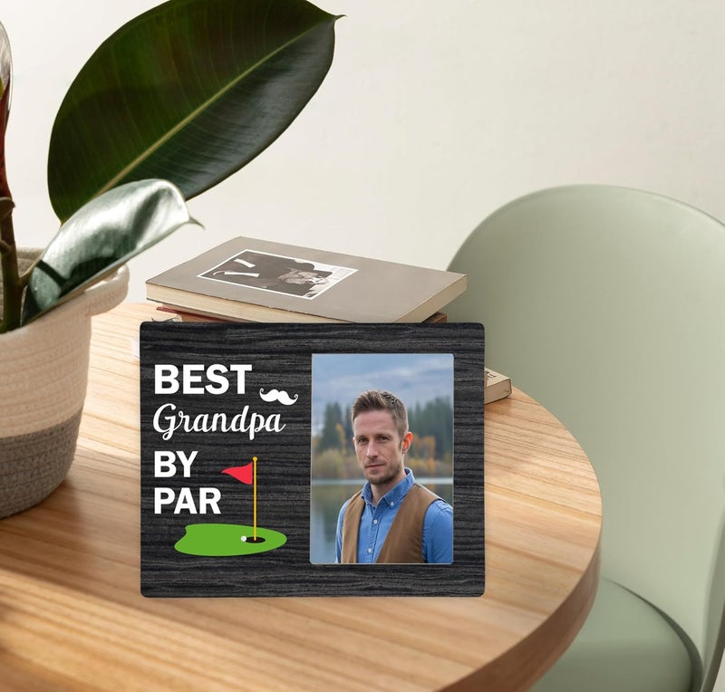 CAIFZ Best Grandpa By Par Picture Frame, Grandpa Photo Frame from Granddaughter Grandson, Golf Wooden Frame Gifts for Men Grandpa, 4x6 inch Photo - Image 5